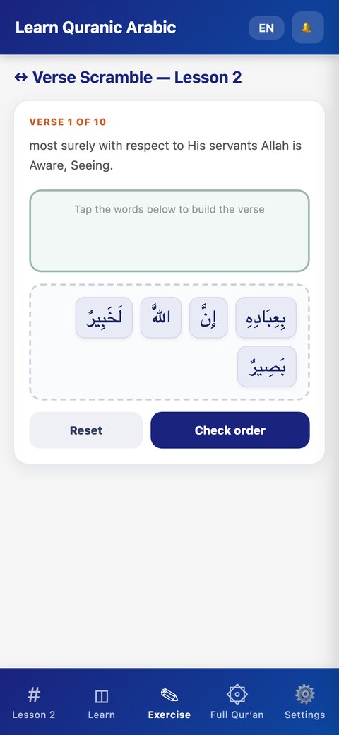 Verse scramble exercise